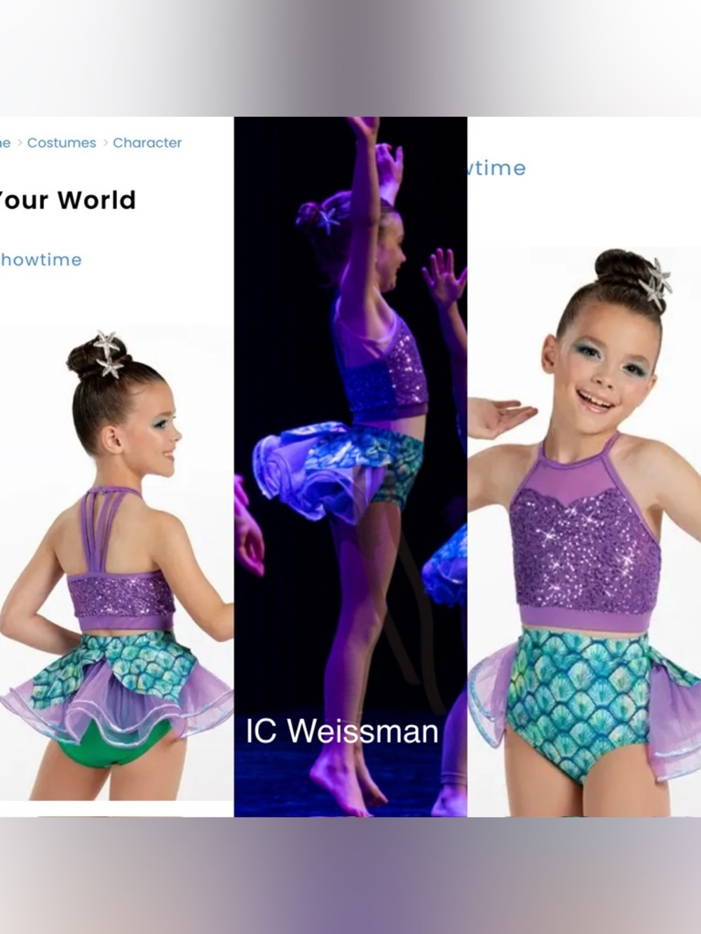 Purple Sequin & Teal Mermaid Dance Costume by Weissman, size IC